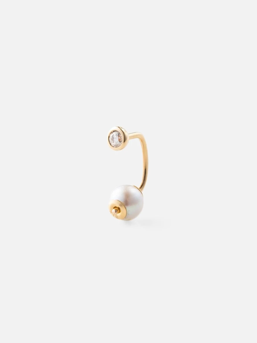 Hirotaka Bumble Bee Diamond Stud Earrings with Akoya Pearl Accent