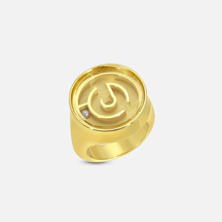 Monbouquette Petite Gold Maze Ring - Elegant Minimalist Stackable Band