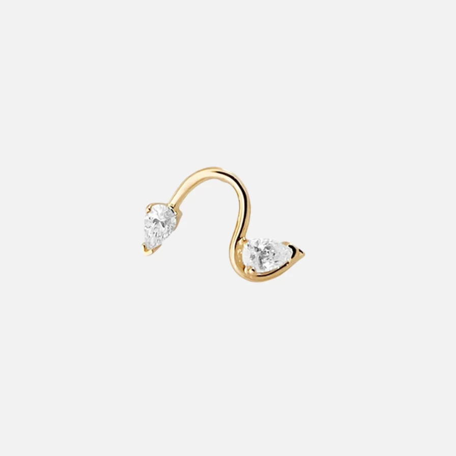 "Labulgara Ohana Diamond Wave Stud Earrings in 14K Yellow Gold"