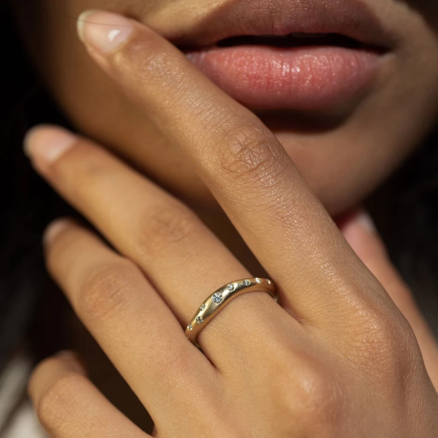 White Space Novi Diamond Stackable Ring for Women - Elegant Stacking Band, Dainty Fine Jewelry Gift