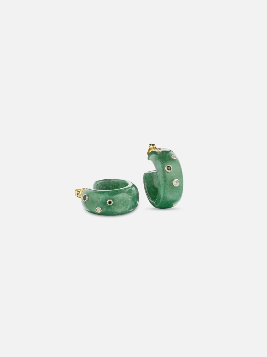 Bleecker & Prince Green Onyx Hoops – Elegant Gemstone Earrings for Women