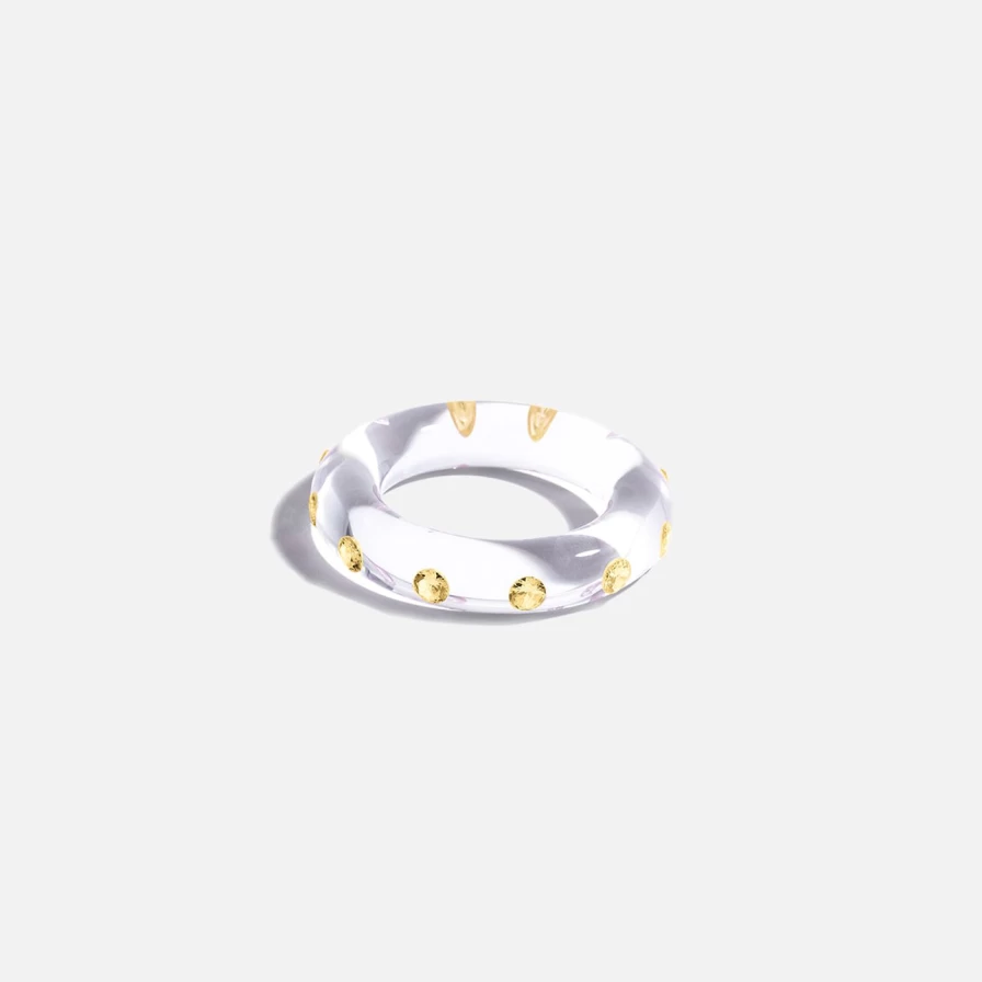 Sarah Noor Yellow Big Lucid Bangle - Elegant Gold-Tone Statement Bracelet for Women