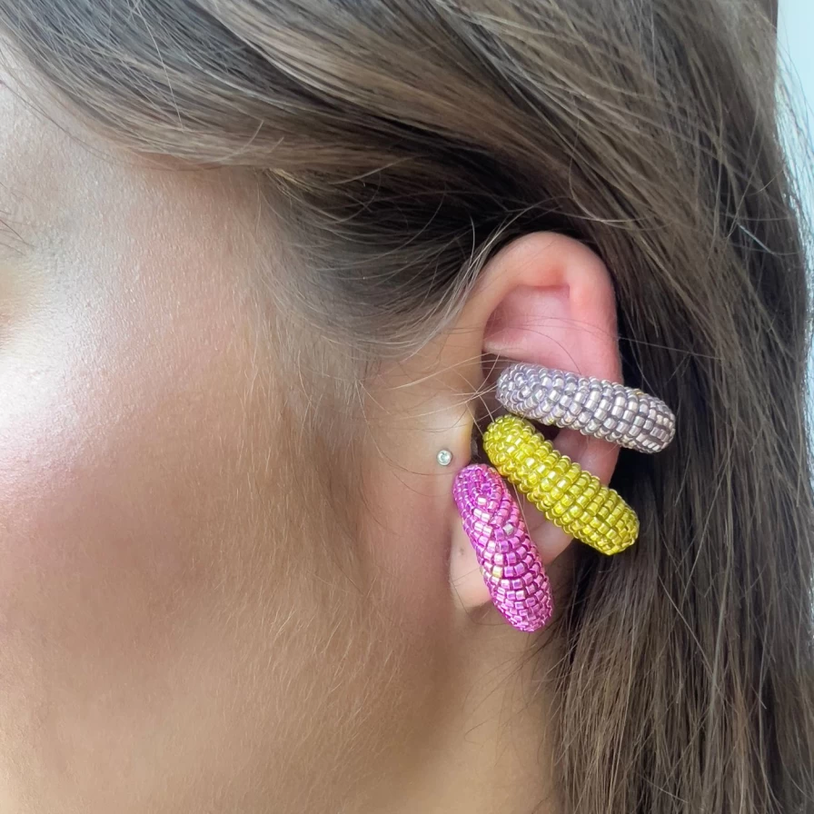 Susana Vega Small Ora Ear Cuff in Hot Pink - Stylish Rose Gold Plated Ear Cuff for Women