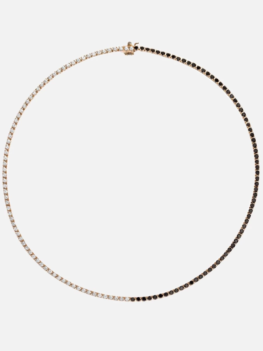 At Present Diamond Tennis Necklace - Elegant White & Black Crystal Jewelry for Women