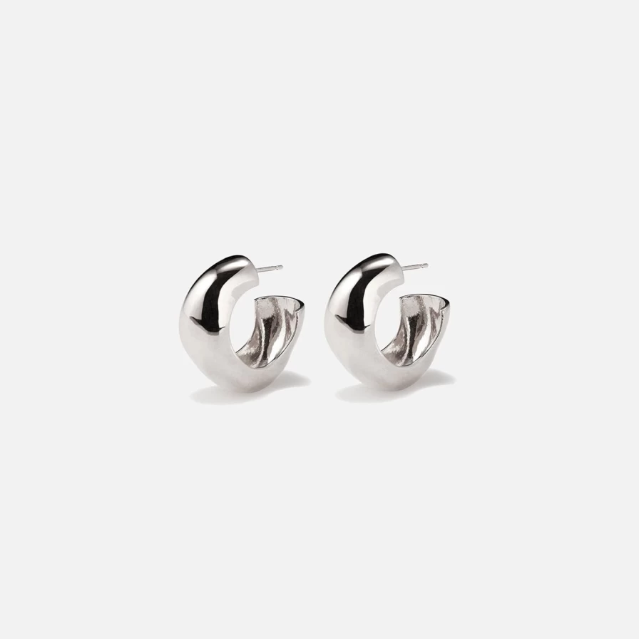 AGMES Sterling Silver Medium Celia Hoops Earrings