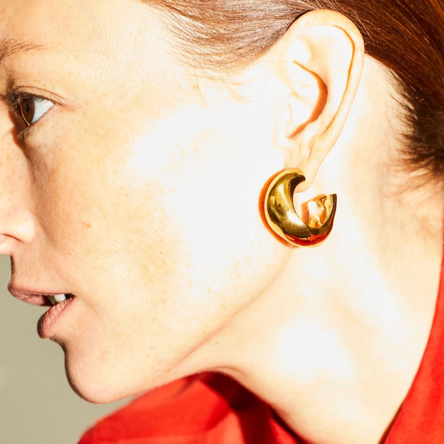 AGMES Sterling Silver Medium Celia Hoops Earrings