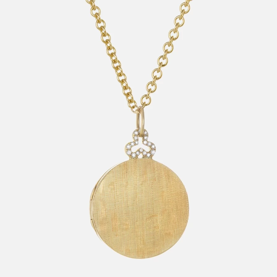Devon Woodhill Medium Diamond Trefoil Locket - Elegant Sterling Silver Pendant Necklace