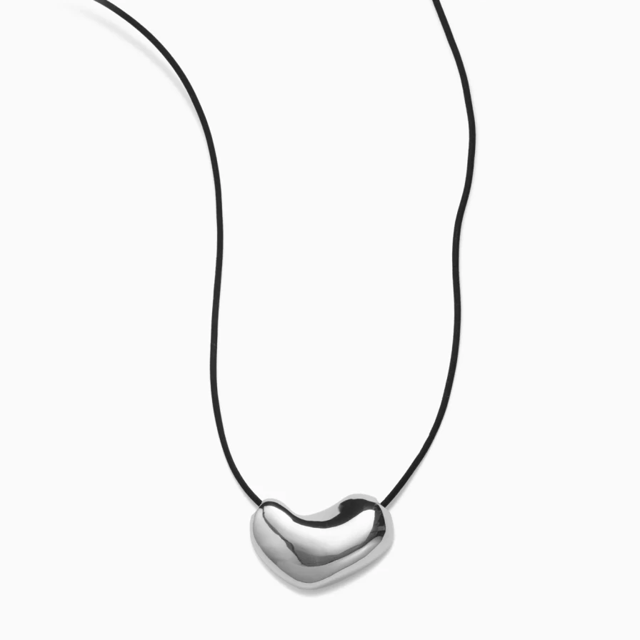 AGMES Sculpted Heart Pendant Necklace - Minimalist Gold Jewelry for Women