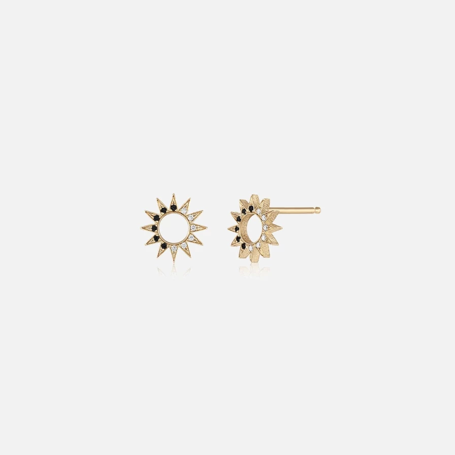EMBLM Fine Jewelry 14K Yellow Gold Chiaroscuro Pavé Stud Earrings