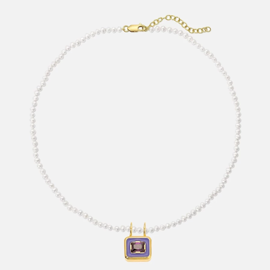 Monbouquette Reversible Snapback Necklace in Fuchsia & Gold - Two-Tone Fashion Jewelry