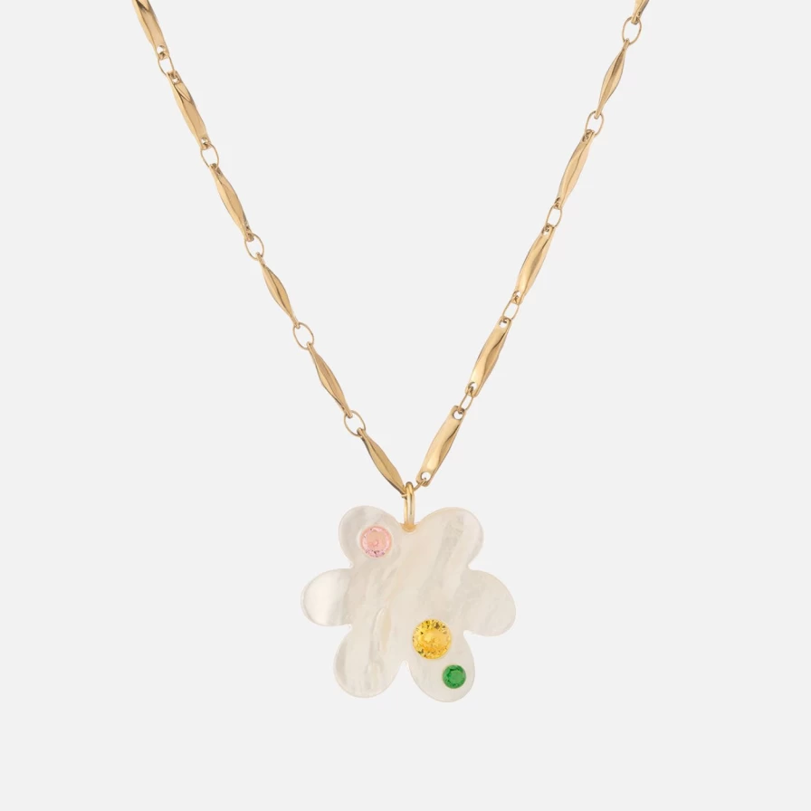 NOTTE White Mother Of Pearl Super Bloom Necklace - Elegant Floral Jewelry
