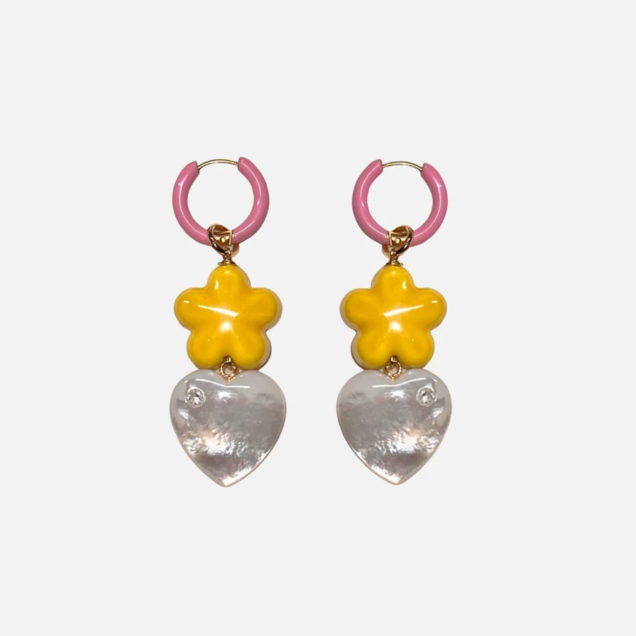 NOTTE Yellow Giardino Heart Earrings – Romantic Love at First Sight Design