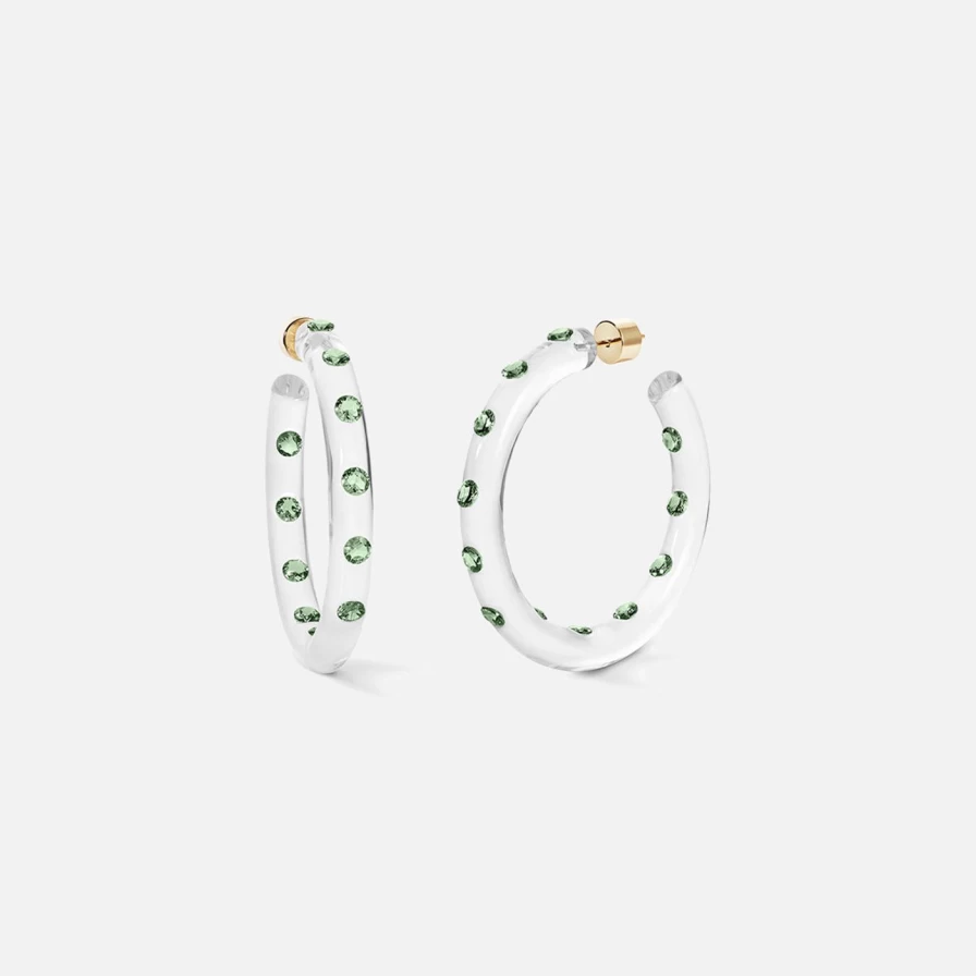 Sarah Noor Green Medium Lucid Hoops - Hypoallergenic Lightweight Hanging Earrings for Women