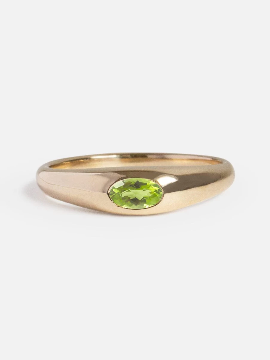 M. Hisae Peridot Petite Risa Ring - Dainty Green Gemstone Gold Ring for Women