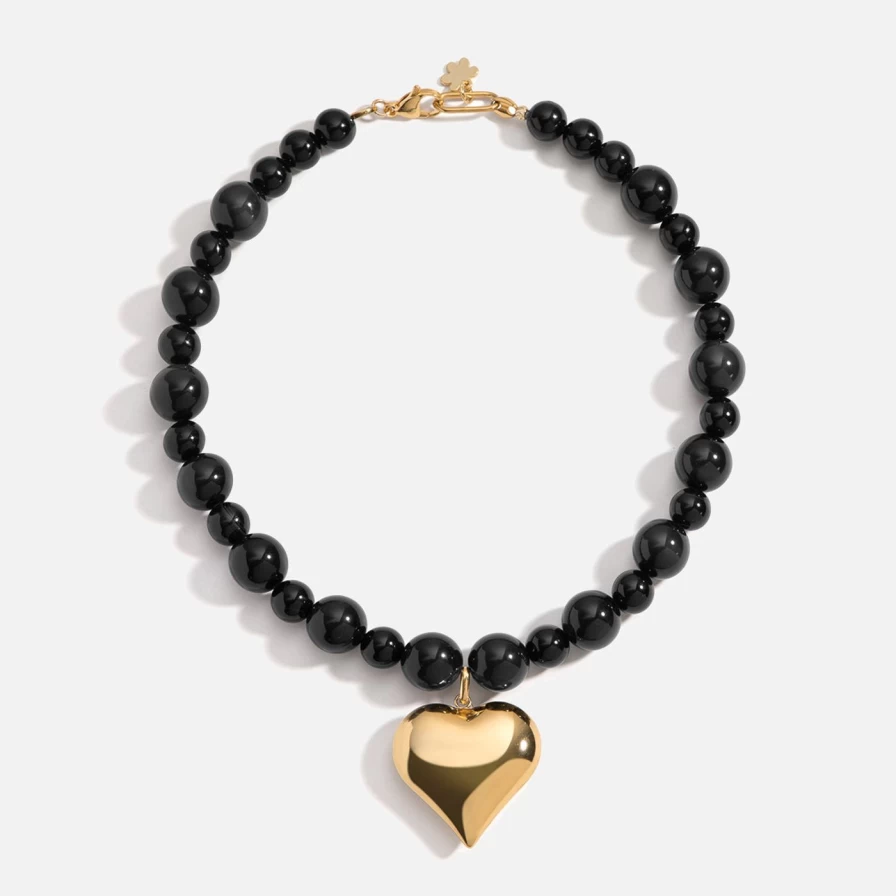 NOTTE Midnight Heart Of Gold Pendant Necklace - 14K Gold Plated Romantic Jewelry Gift