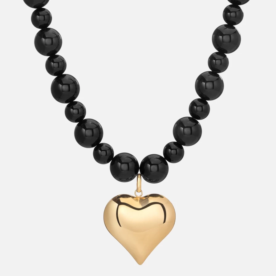 NOTTE Midnight Heart Of Gold Pendant Necklace - 14K Gold Plated Romantic Jewelry Gift