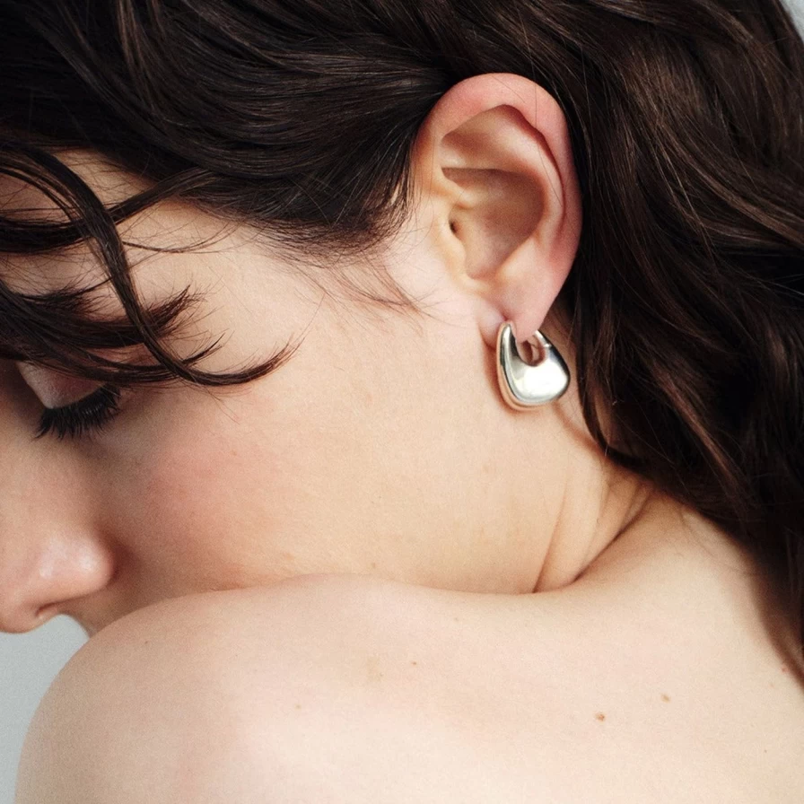 Kloto Sterling Silver RA Symbol Earrings – Elegant Hoop Earrings for Women