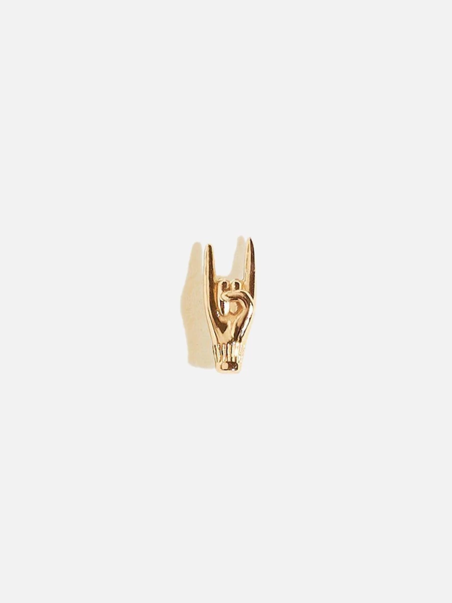 Pamela Love Mano Cornuto Stud Earrings - Italian Horn Charm Studs for Protection