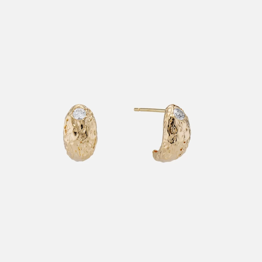 Mandy Reid 14K Yellow Gold Alma Huggie Hoop Earrings with Diamonds