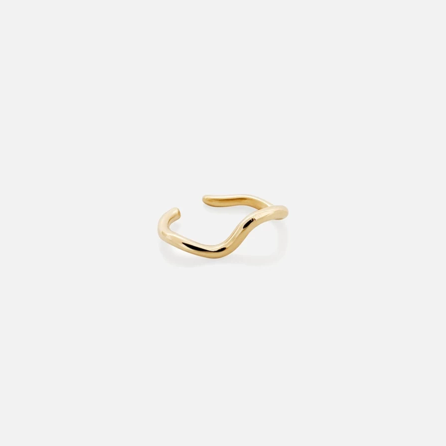 14K Yellow Gold Ocean Wave Cuff Earrings by Labulgara – Elegant Coastal Jewelry