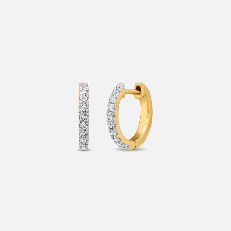 Eriness Diamond Huggie Hoop Earrings - Standard Size 18K Gold Huggies