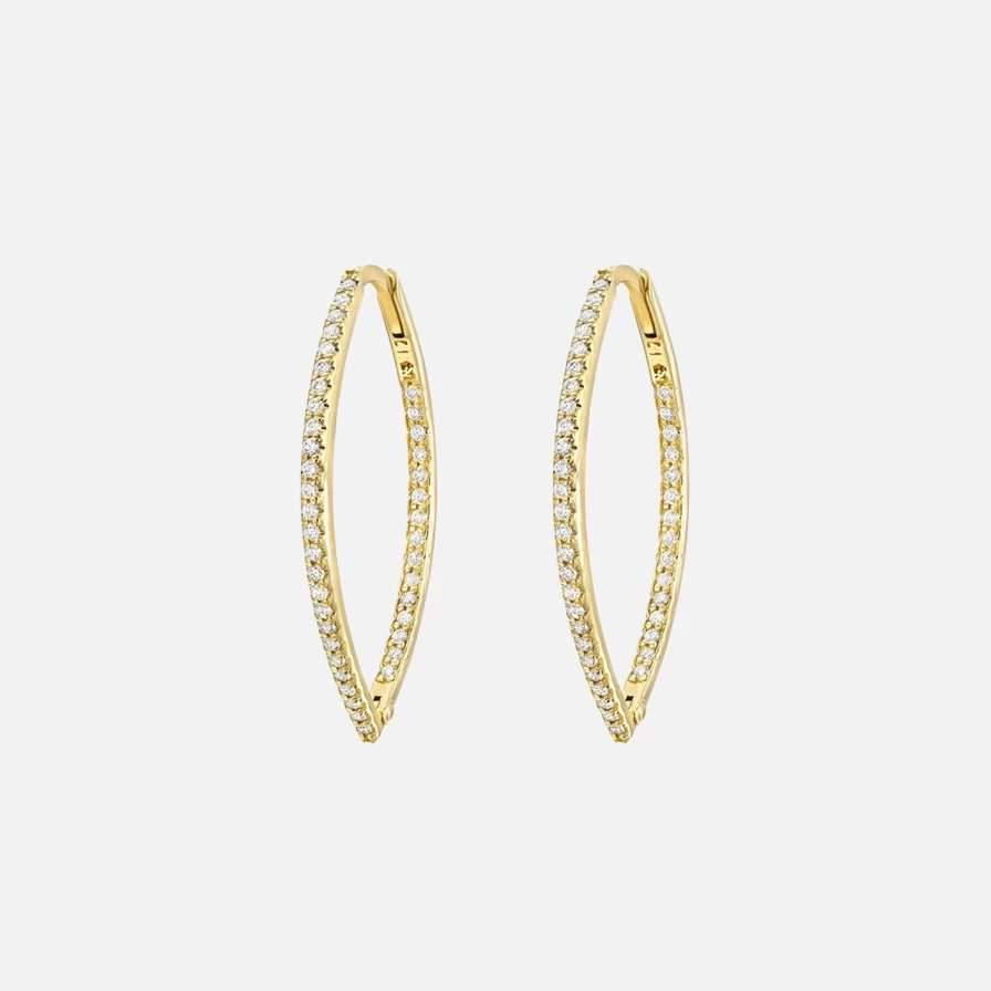 Stacy Nolan Marquise Diamond Hoop Earrings in Yellow Gold - Inside & Out Diamond Design