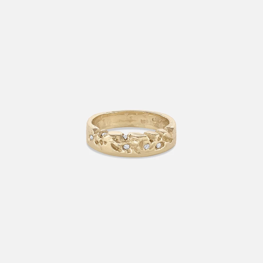 EMBLM 14K Yellow Gold Erosion Diamond Ring – Unique Fine Jewelry