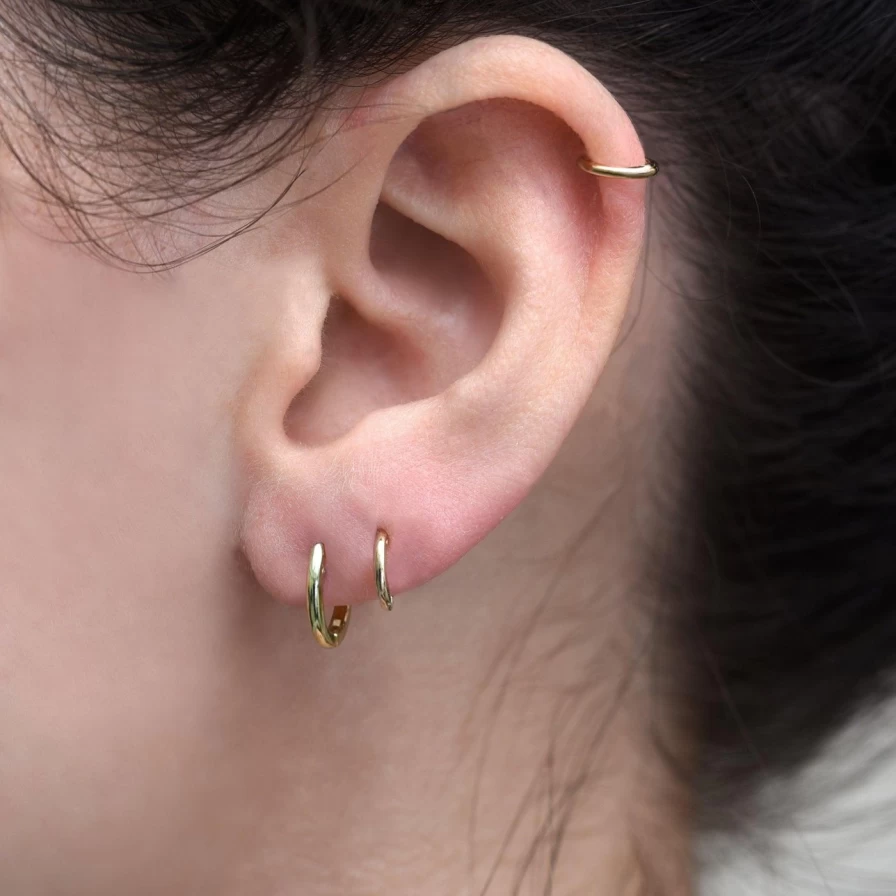 Stacy Nolan 13mm Huggie Hoop Earrings - Gold Huggie Hoops for Women