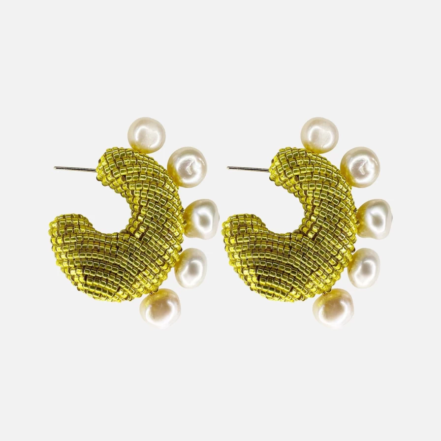 Susana Vega Solito Lemon Pearled Drop Earrings - Elegant Pearl Dangle Jewelry