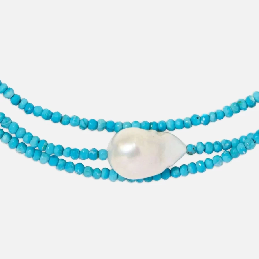 Joie DiGiovanni Triple Strand Turquoise Gemstone Choker Necklace