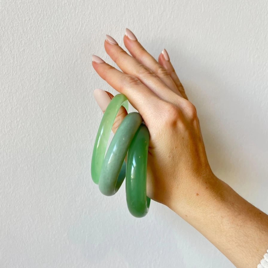 "Seree Light Green Jade Tennis Bangle – Elegant Handmade Bracelet"