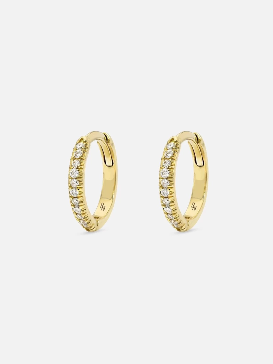 Stacy Nolan 11mm Diamond Huggie Hoop Earrings for Women - Sparkling Gold Huggie Hoops
