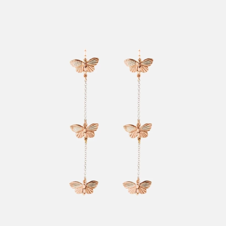 James Banks Design Butterfly Migration Dangle Earrings - Handcrafted Silver Chain Jewelry for Women