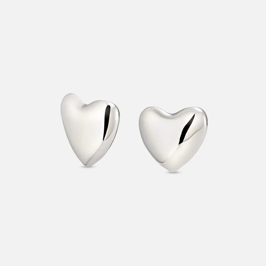 Annika Inez Sterling Silver Voluptuous Heart Earrings - Large Romantic Dangle Earrings