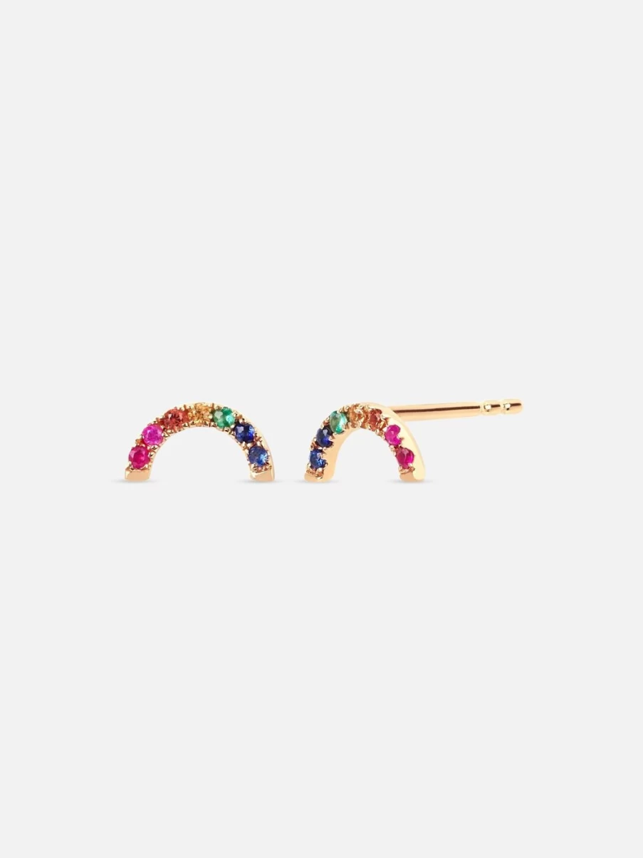 EF Collection Rainbow Diamond Stud Earrings - Genuine Diamond Jewelry for Women