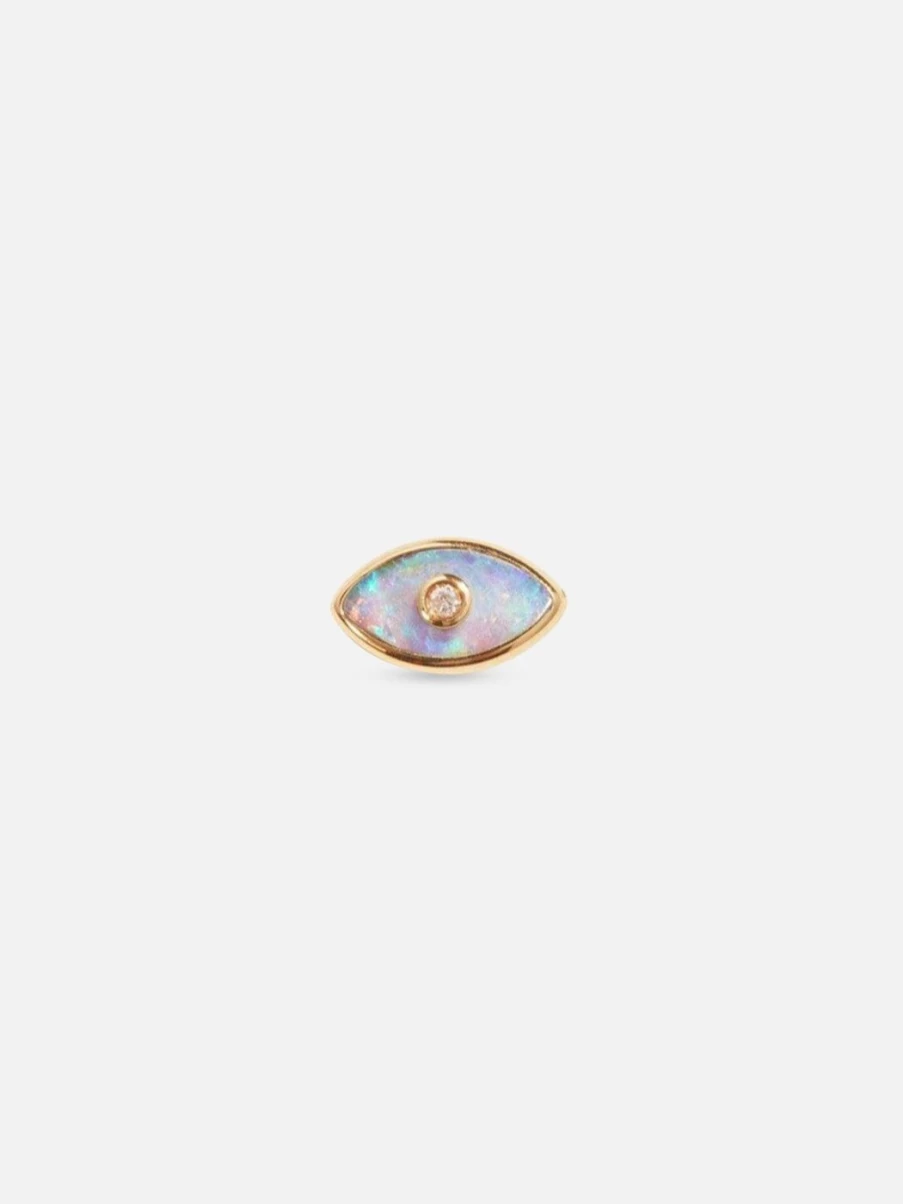 Pamela Love Opal and Diamond Stud Earrings - 14K Gold Eye Design