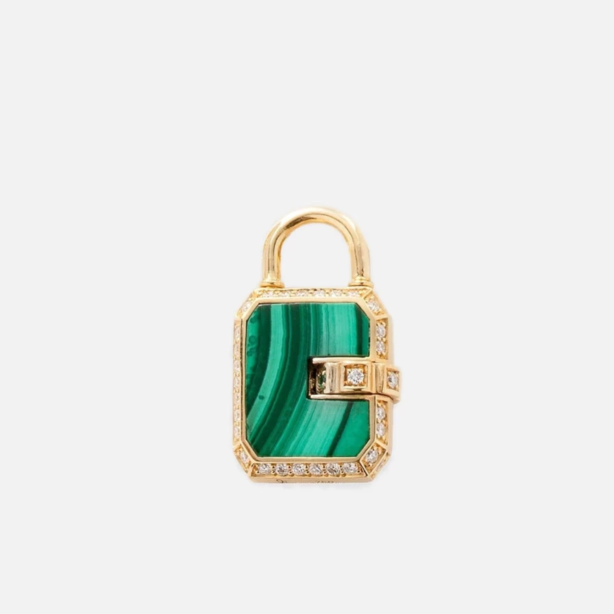 James Banks Design Mini Padlock - Malachite Green Decorative Lock for Jewelry & Collectibles