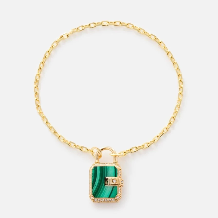 James Banks Design Mini Padlock - Malachite Green Decorative Lock for Jewelry & Collectibles
