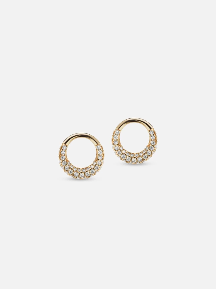 The Gild Yellow Gold Petite Diamond Loop Earrings for Women
