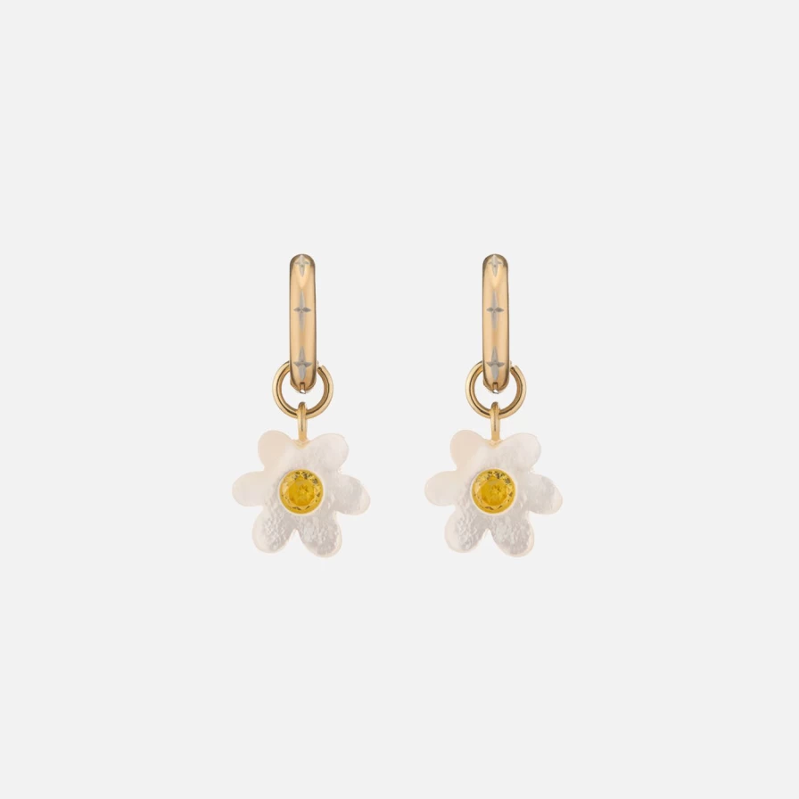 NOTTE Mini Super Bloom Earrings - Yellow Floral Stud Earrings for Women, Dainty Gold-Tone Flower Jewelry Gift