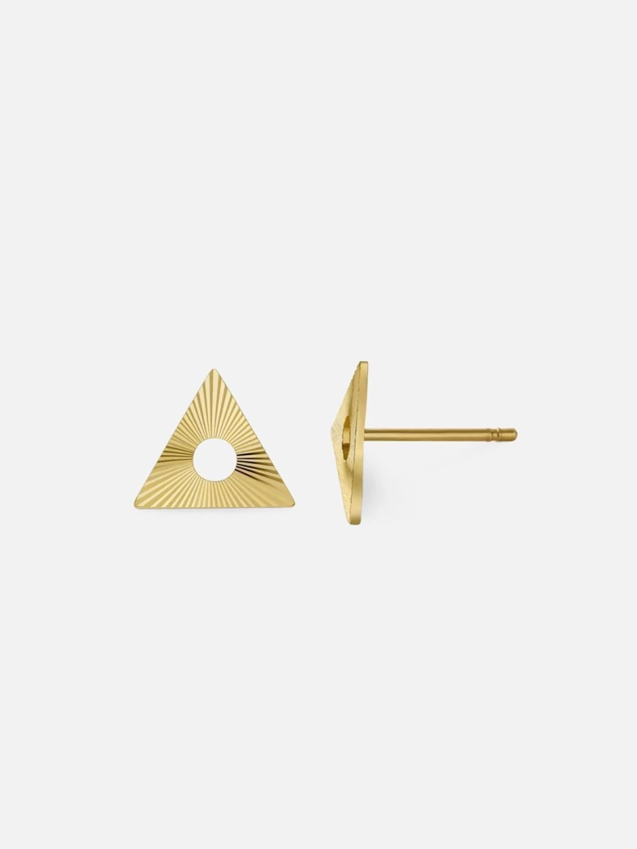 Alice Pierre Geometric Triangle Stud Earrings - Stylish Gold-Tone Studs for Women
