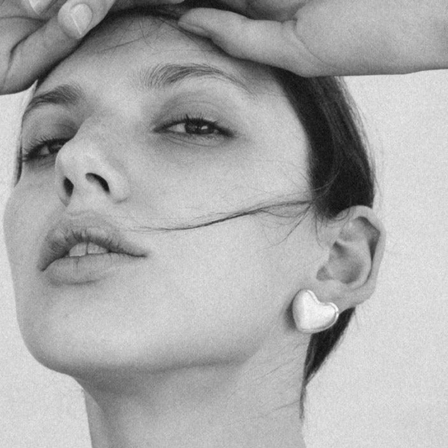 Gold Plated Voluptuous Heart Earrings by Annika Inez - Small Elegant Hoop Studs