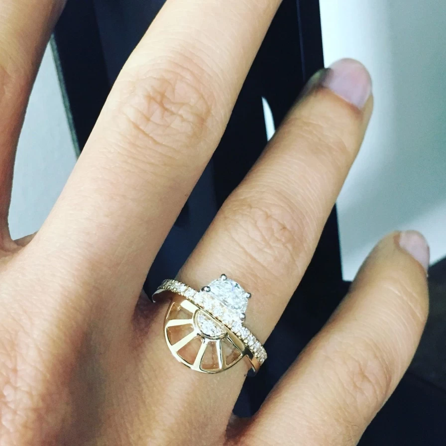Selin Kent Helia Ring - Elegant Gold-Plated Stackable Ring for Women
