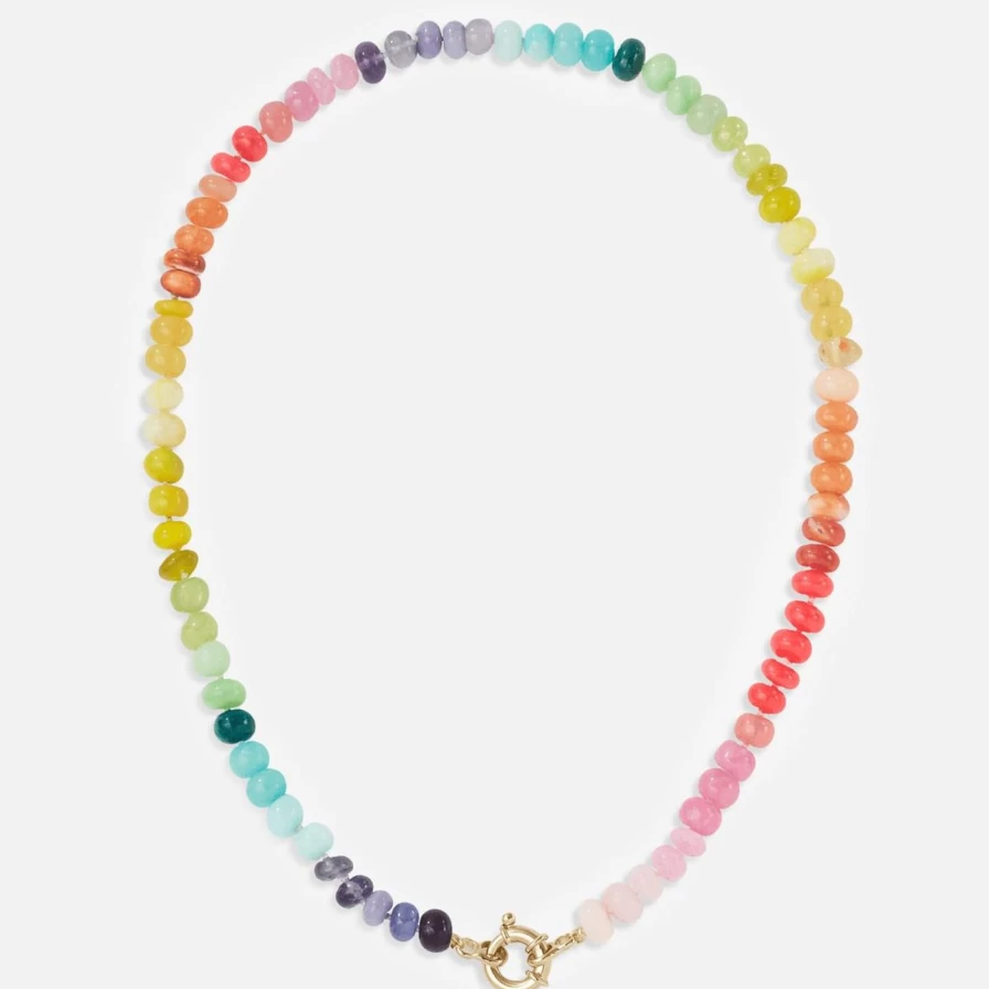 "Encirkled Jewelry Neon Rainbow Gemstone Pendant Necklace – Vibrant Colorful Stone Jewelry"