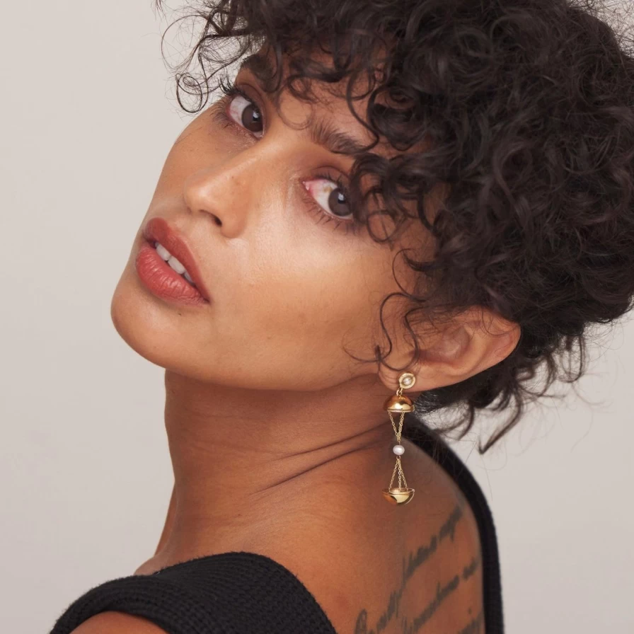 Monbouquette Gold Bubble Hatch Earrings - Elegant Hoop Earrings for Women
