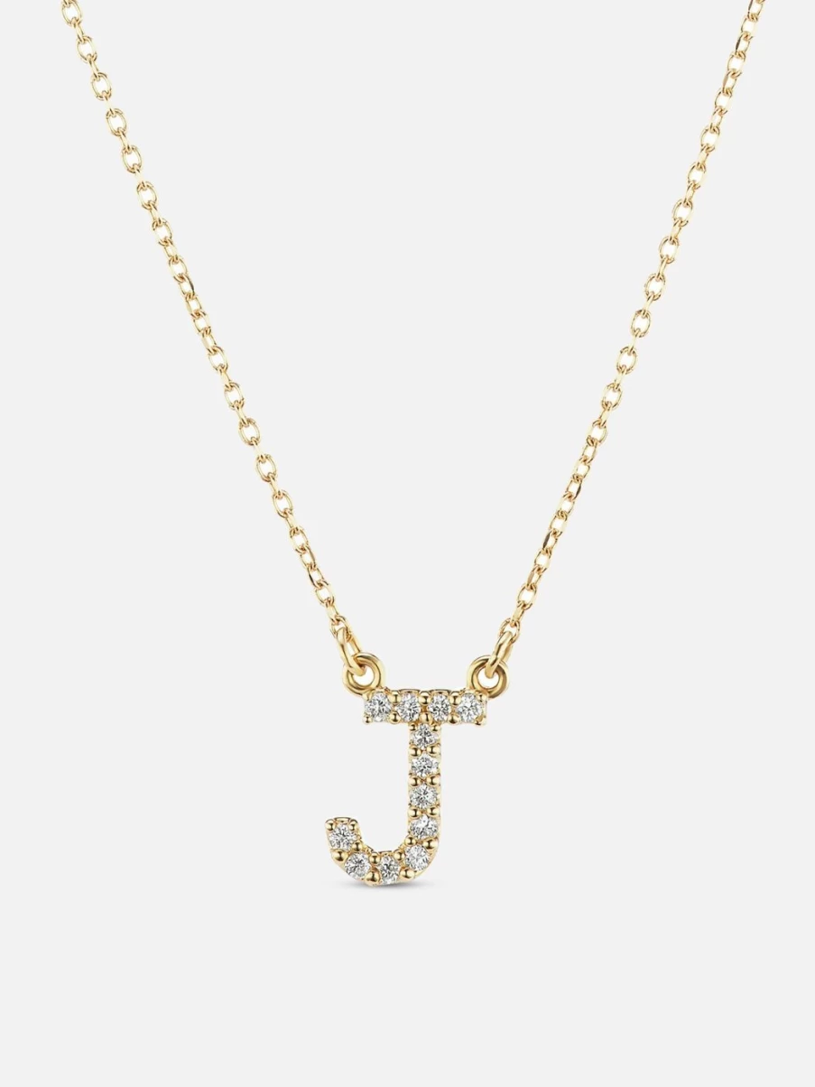 The Gild 14K Gold Diamond Initial Necklace - Personalized Letter Pendant for Women