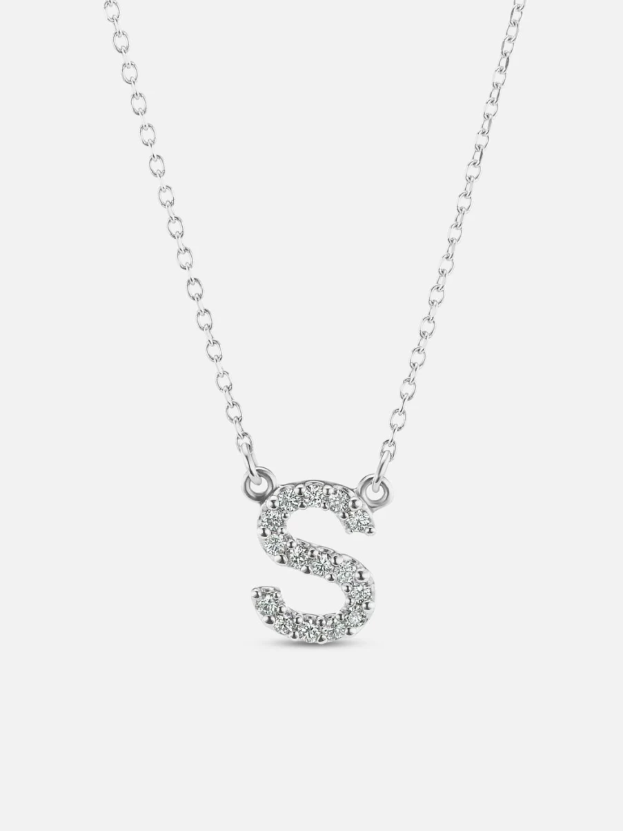 The Gild 14K Gold Diamond Initial Necklace - Personalized Letter Pendant for Women