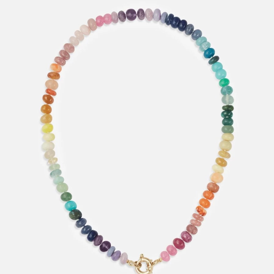 "Encirkled Jewelry Classic Rainbow Gemstone Necklace – Vibrant Handmade Beaded Jewelry for Women"