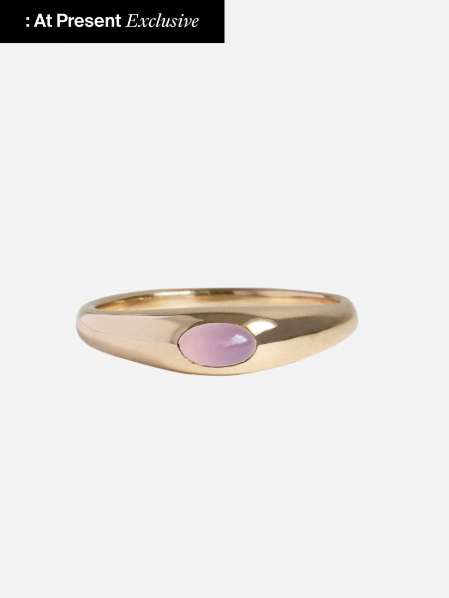 M. Hisae Petite Pink Risa Ring - Delicate Women's Jewelry, Minimalist Rose Gold Tone Ring, Dainty Stackable Band