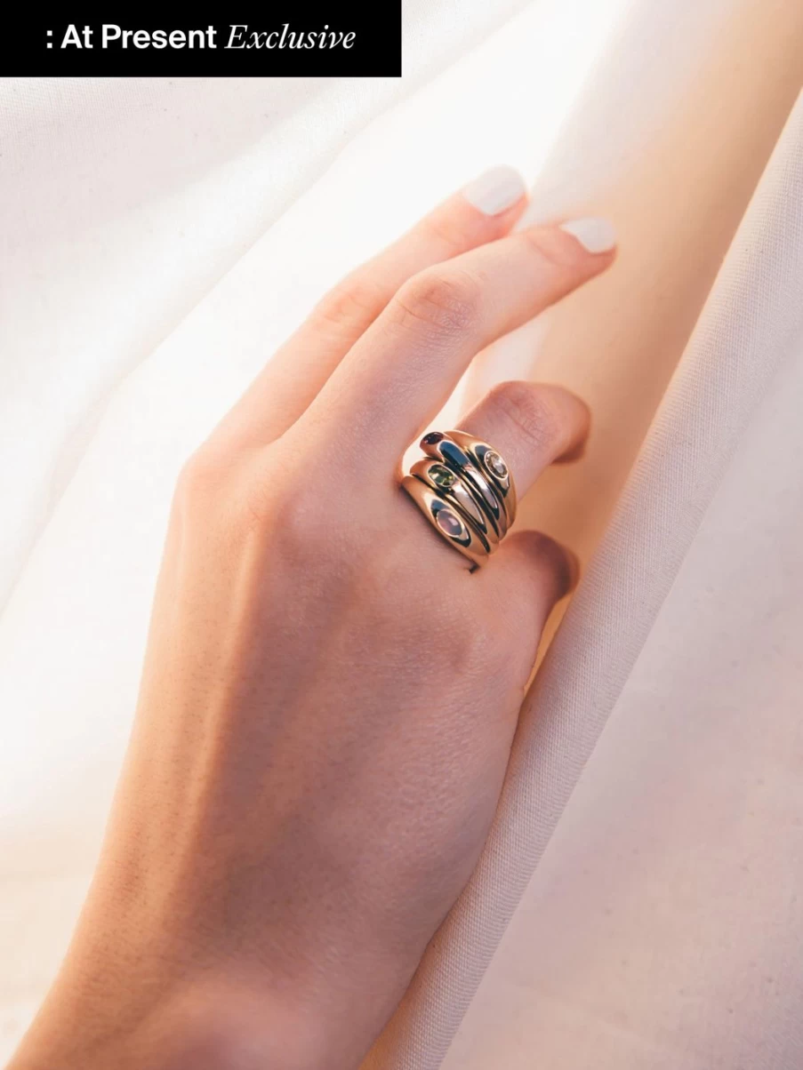 M. Hisae Petite Pink Risa Ring - Delicate Women's Jewelry, Minimalist Rose Gold Tone Ring, Dainty Stackable Band
